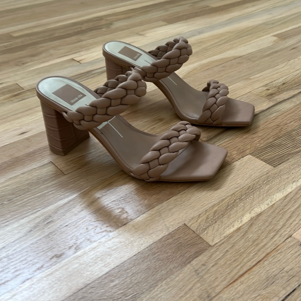 Braided Dolce Vita tan heels